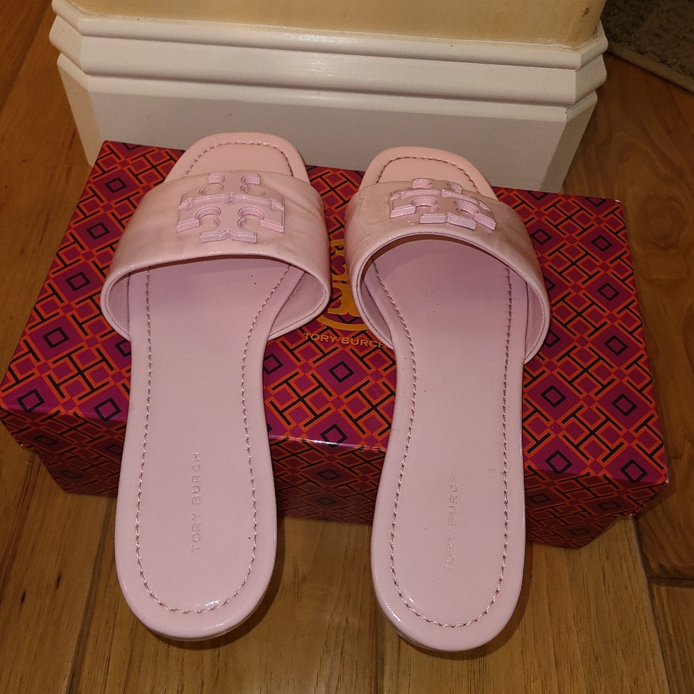 Tory Burch Designer Eleanor Pink Slide Sandals 9.5 - Picture 4 of 9